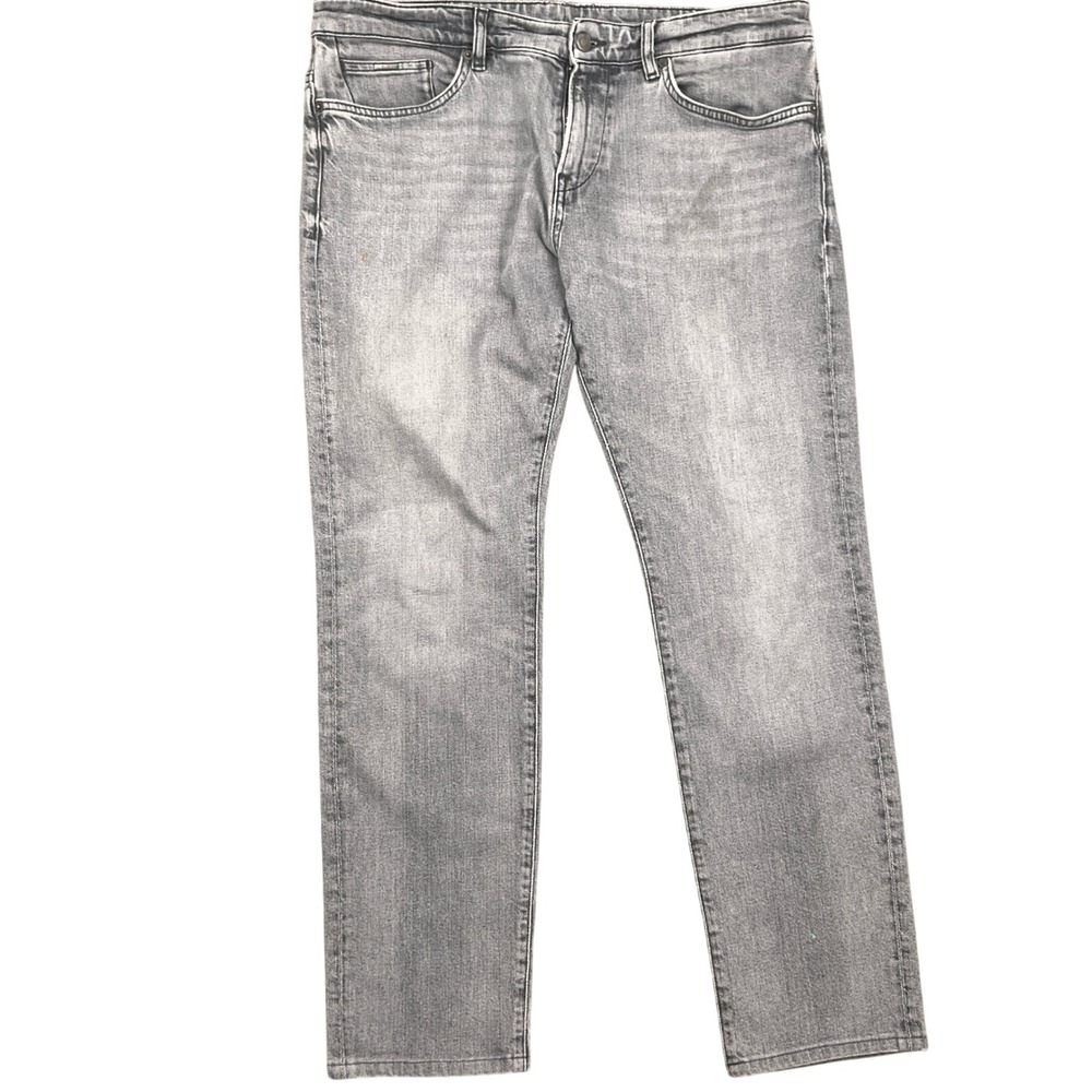BOSS Jeans Mens 36W 30L Light Grey Wash Candiani Stretch Slim Fit Pants Denim‎